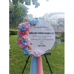 Papan Akrilik Lingkaran-model C_Biru Pink