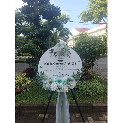 Papan Akrilik Lingkaran-Bunga Hijau